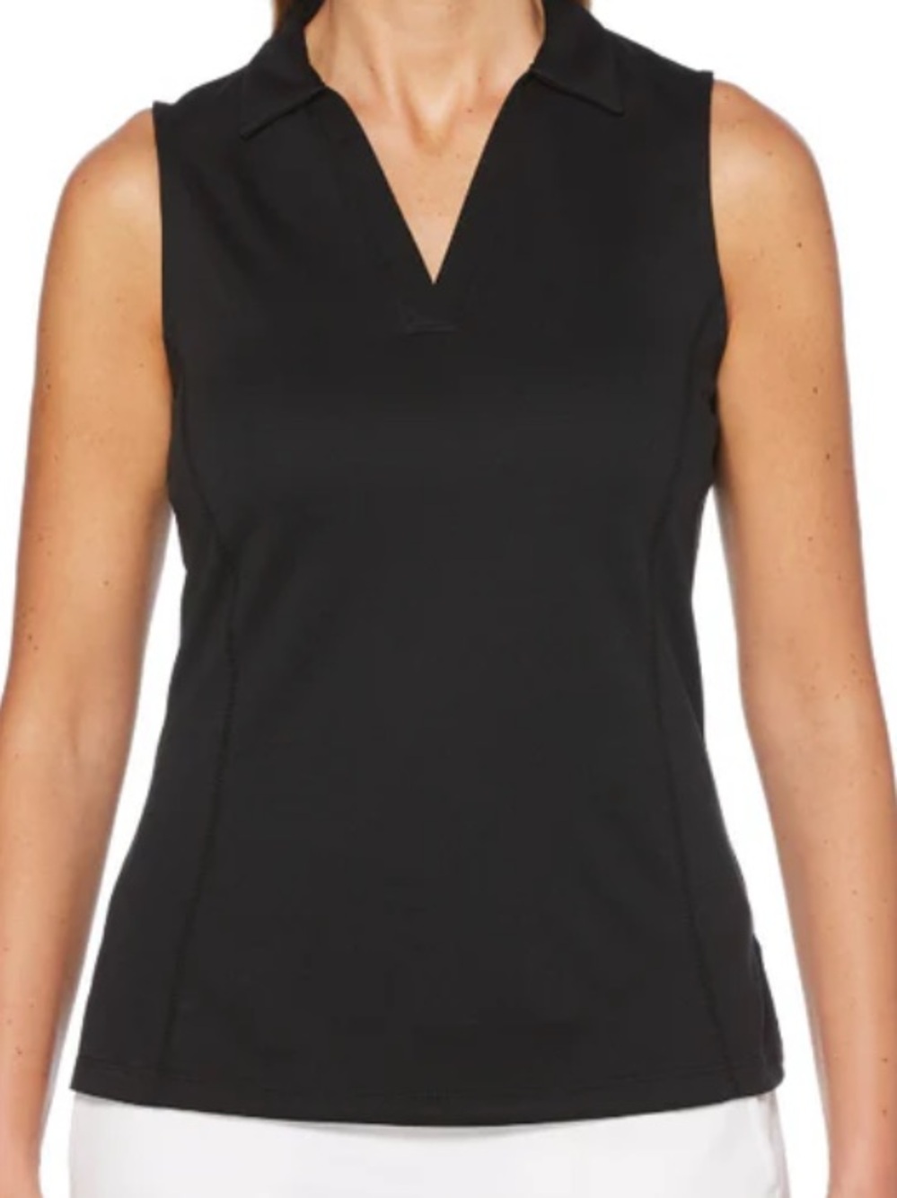 PGA Sleeveless Black Polo Top - Women